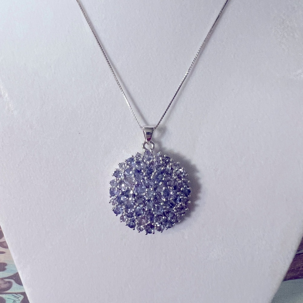Tanzanite and silver pendant necklace